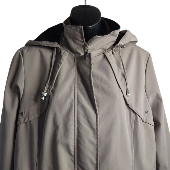 George Women's Jacket Full Zip Removable Hood Beige Color Size L Large 12-14 - Picture 3 of 10